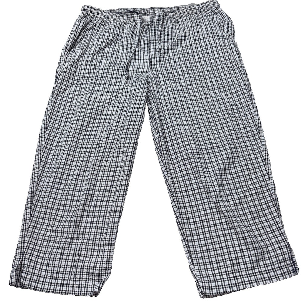 Stephanie Rogers Fashion Trend lounge Capri pants Blue Checkered